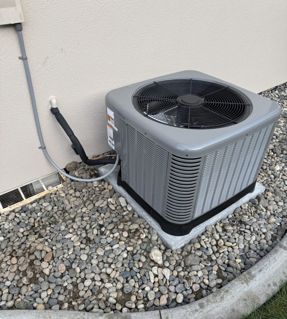 Residential outdoor air conditioning unit serviced for cooling issues