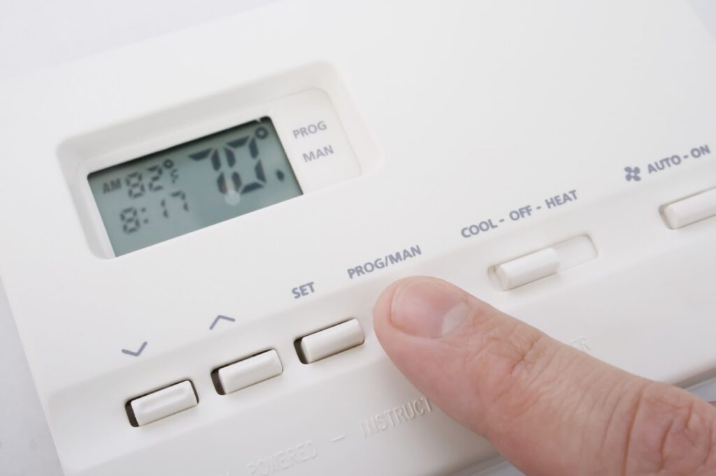 Thermostat set to heat while heater runs constantly in winter
