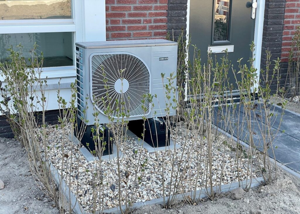 New heat pump installation for residential heating and cooling