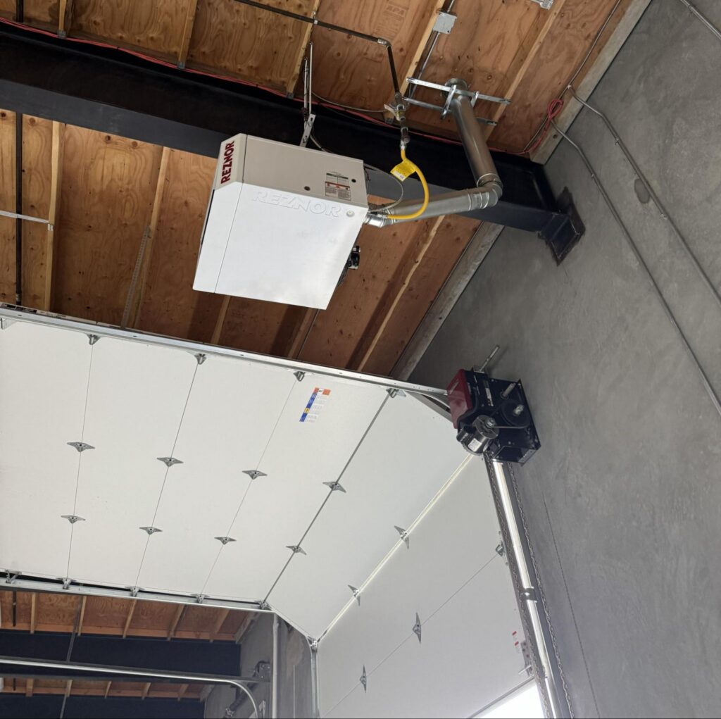 Overhead shop heater installed by AirCare, providing HVAC services in Benton City, WA